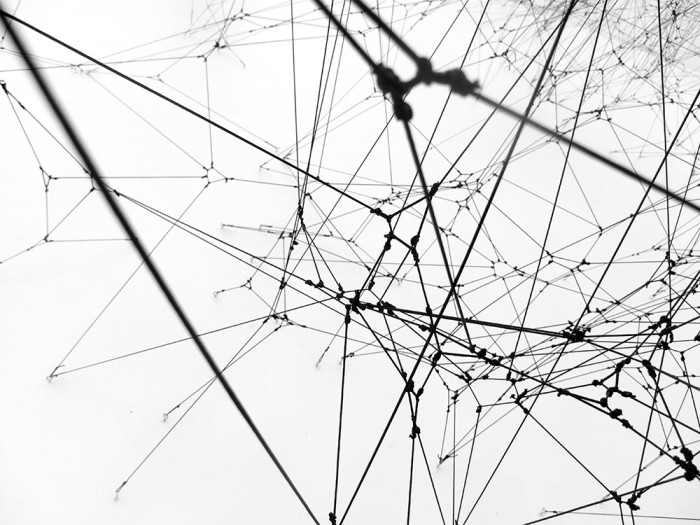 Tomás Saraceno. "14 Billions (working title)", 2010. Installation view, Bonniers Konsthall, Stockholm. Commissioned by Bonniers Konsthall. Courtesy the artist; Tanya Bonakdar, Andersen's Contemporary, Pinksummer Contemporary Art, Esther Schipper. © Photography by Studio Tomás Saraceno, 2010.